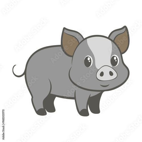 Piglet cartoon illustration in flat vector style