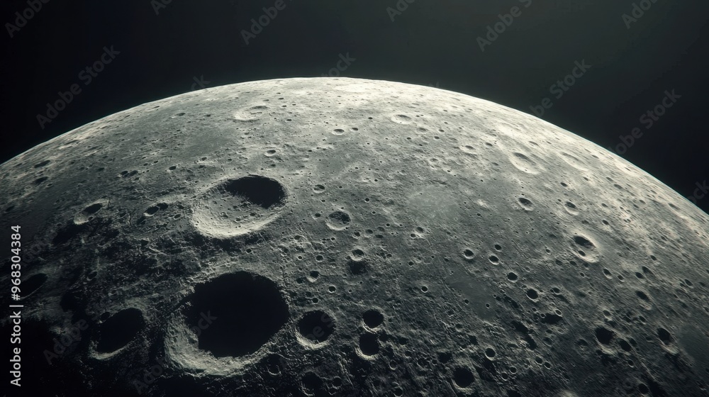 A close-up of the Moon's surface, highlighting the intricate details of its craters and mountain ranges. A close-up of the Moon's surface, highlighting the intricate details of its craters and mountain ranges.