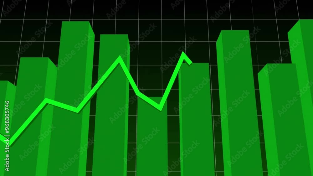 Animation of financial data processing on black background Animation of financial data processing on black background