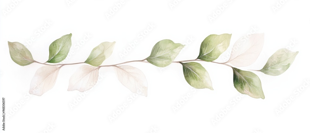 Naklejka premium Delicate green leaves in a minimalist design, perfect for a fresh botanical aesthetic in any decor or graphic project.