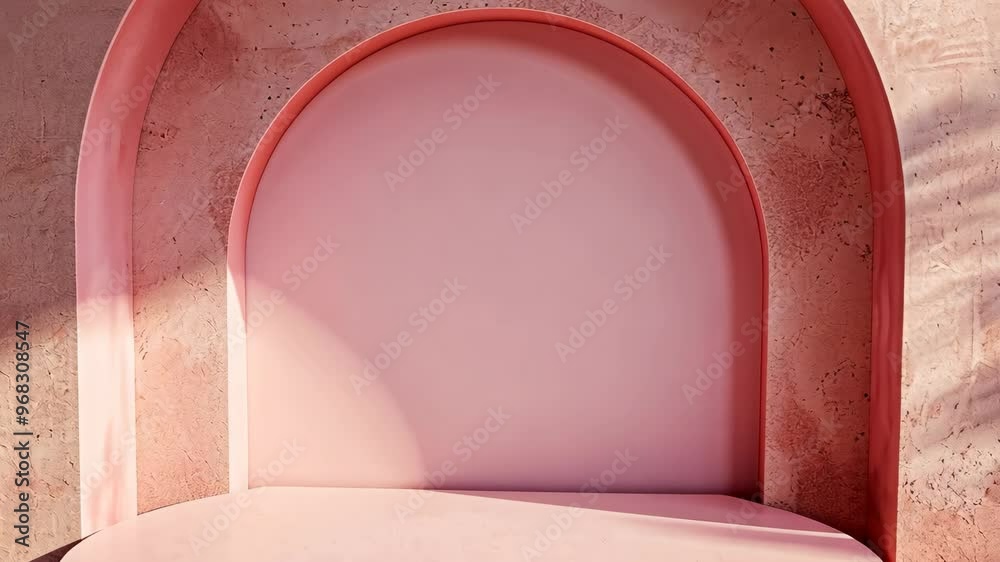 Elegant pink backdrop design showcasing a modern minimalist curved structure for elegant presentations or events