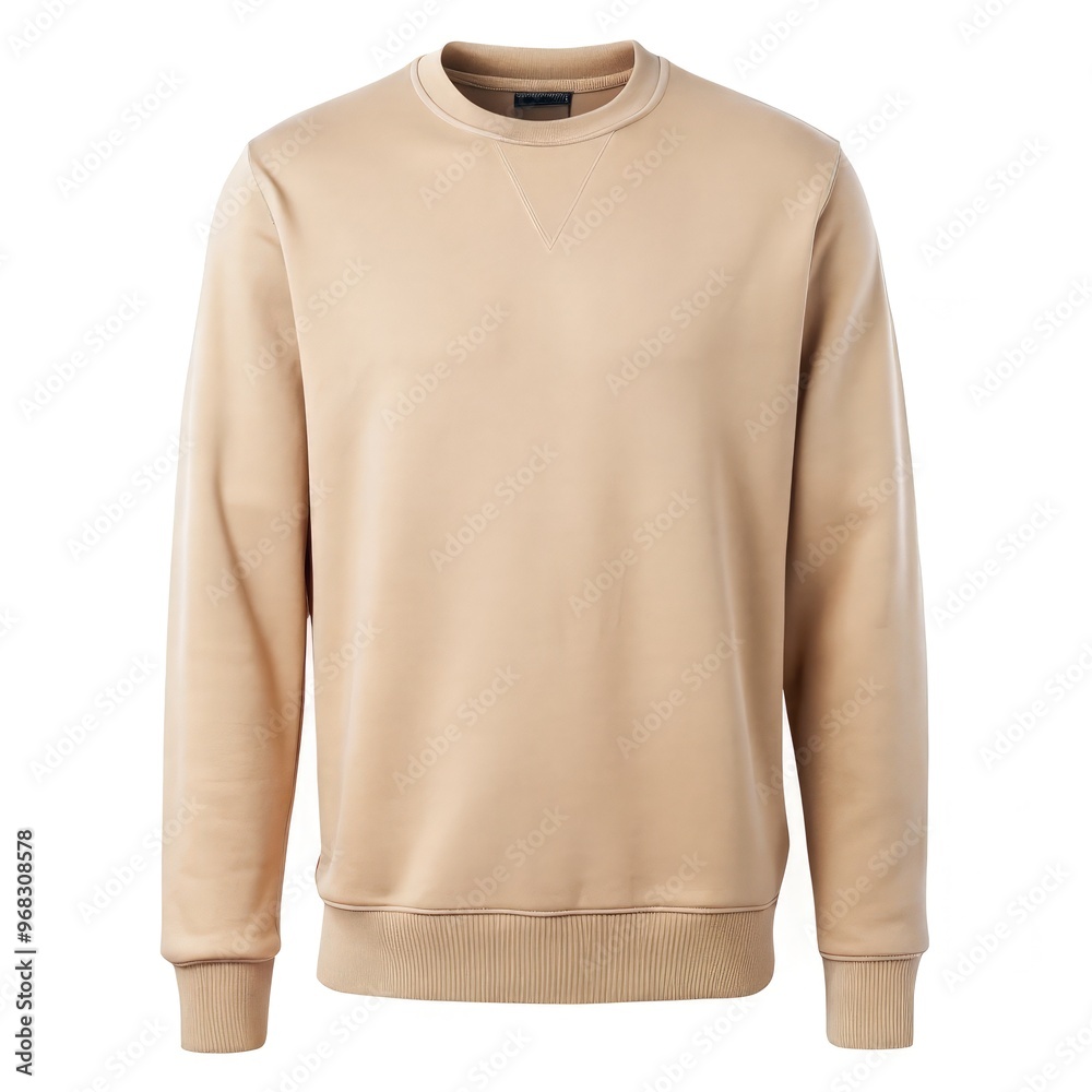 Beige sweatshirt displayed on a standard scale for size reference. Generative AI Beige sweatshirt displayed on a standard scale for size reference. Generative AI