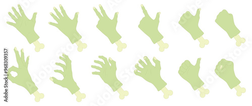 Zombie hand vector design pack with various gestures