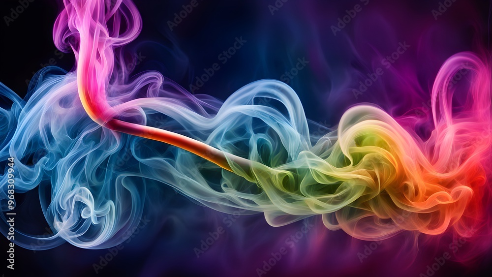 Abstract colorful smoke swirls on a dark background. Abstract colorful smoke swirls on a dark background.