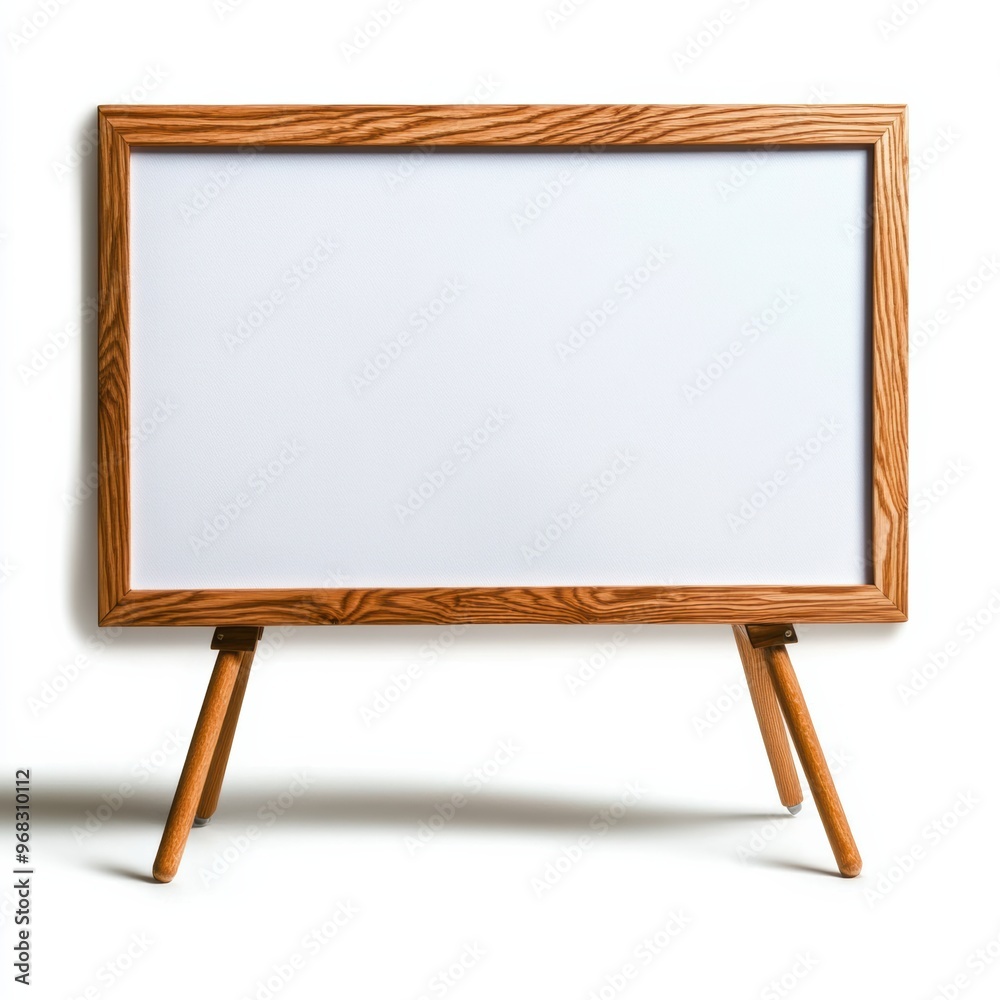 A clean, empty wooden board frame on stylish legs, perfect for presentations, signage, or art displays in various settings. A clean, empty wooden board frame on stylish legs, perfect for presentations, signage, or art displays in various settings.