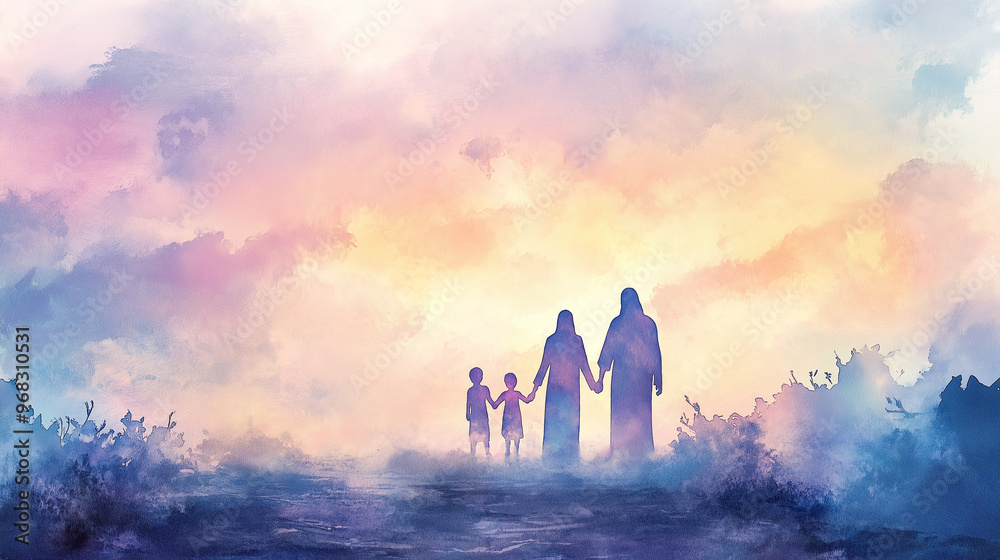 An illustration of Jesus Christ in watercolor art beautifully conveys 