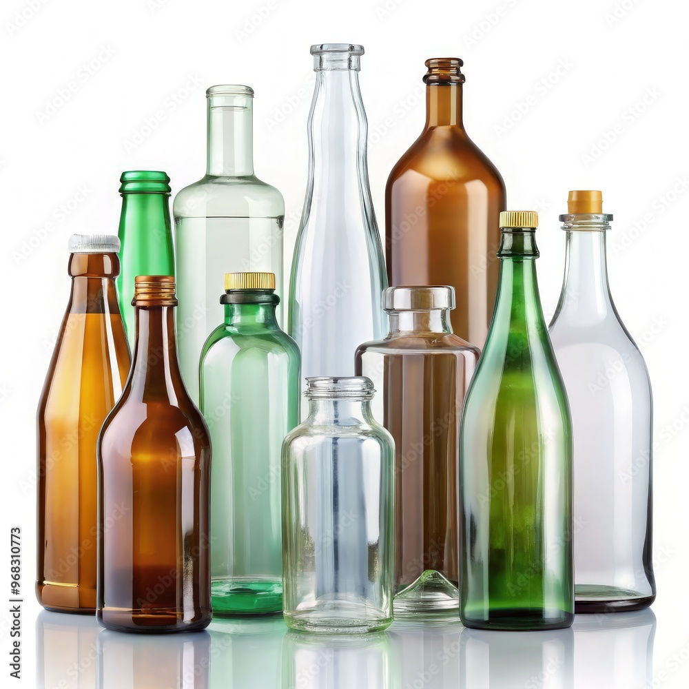 Essential glass bottles on transparent background for scale reference. Generative AI Essential glass bottles on transparent background for scale reference. Generative AI