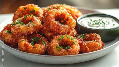 Crispy Fried Onion Rings with Creamy Dip