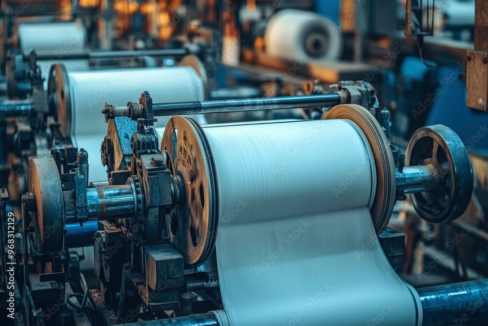 Industrial Machine Winding White Fabric Roll Industrial Machine Winding White Fabric Roll