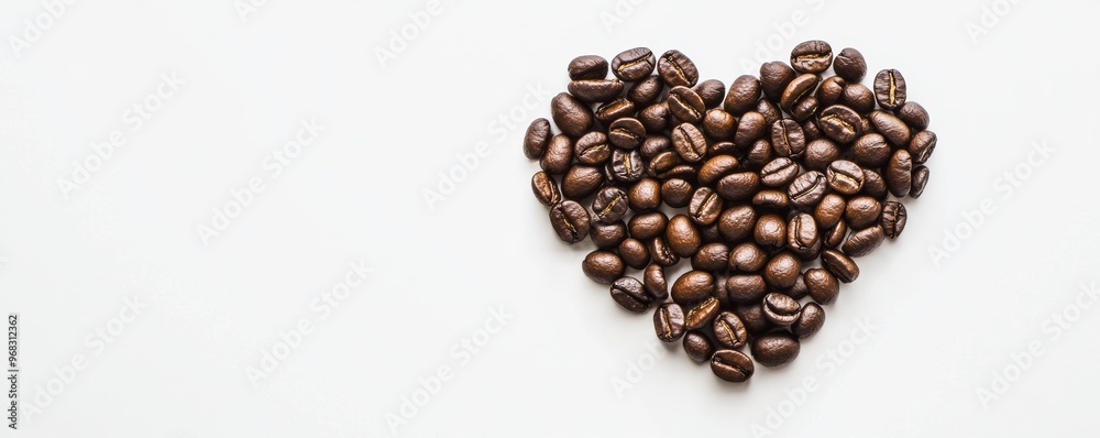 Heart shape made of coffee beans on Heart shape made of coffee beans on