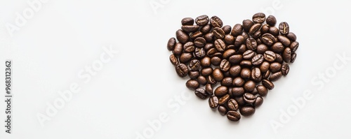 Heart shape made of coffee beans on