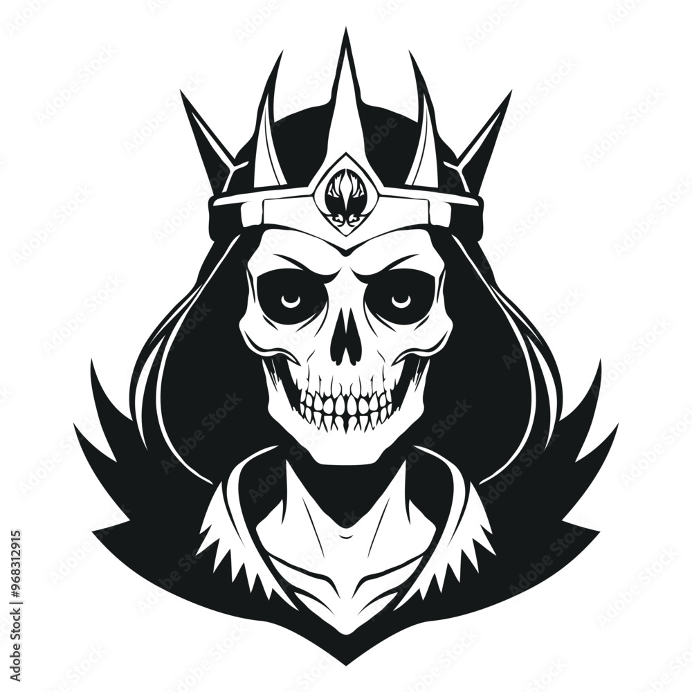 Obraz premium Skeleton queen or witch silhouette illustration
