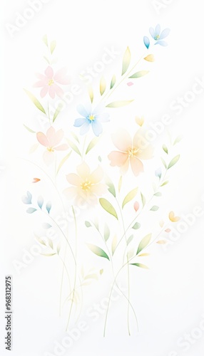 A delicate watercolor floral arrangement featuring soft pastel colors and gentle brush strokes, perfect for artistic designs.