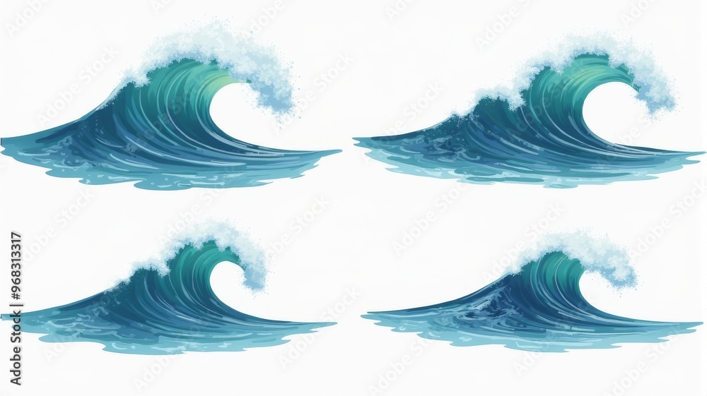 Fototapeta premium Detailed Illustration of Ocean Waves - Artistic Sea Water Dynamics