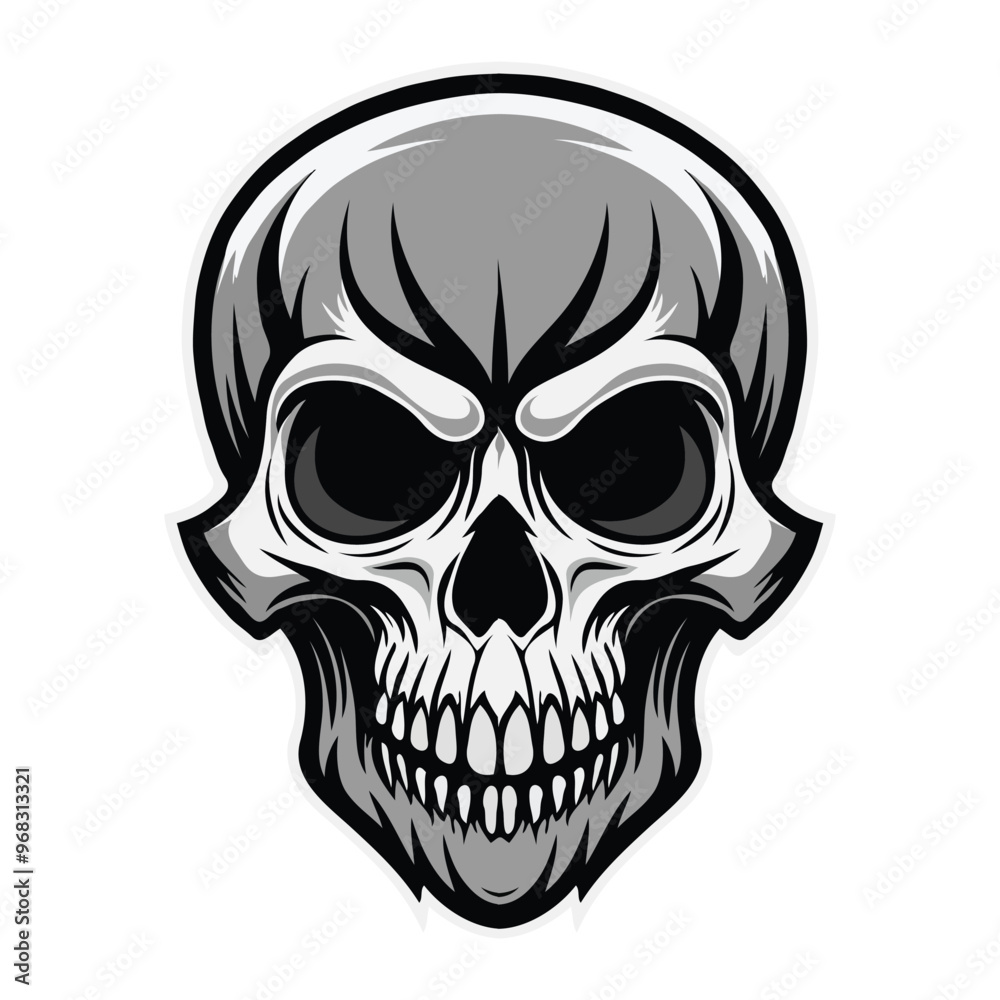 Fototapeta premium Vector clipart of black and white skull illustration