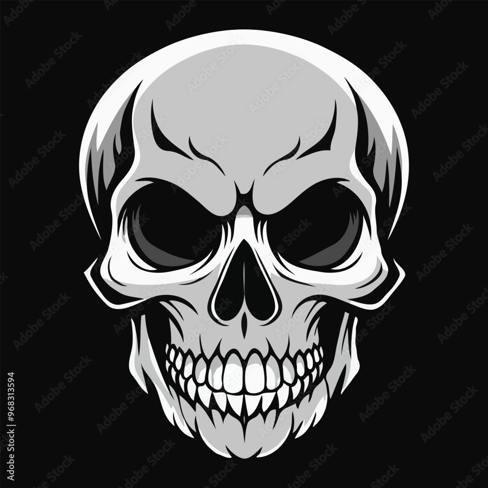 Fototapeta premium Vector clipart of black and white skull illustration