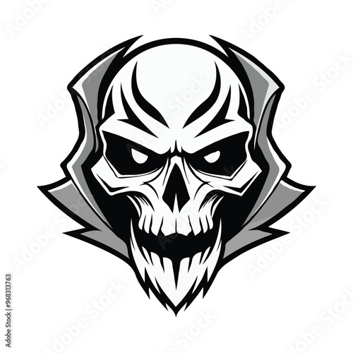 Vector clipart of black and white skull illustration