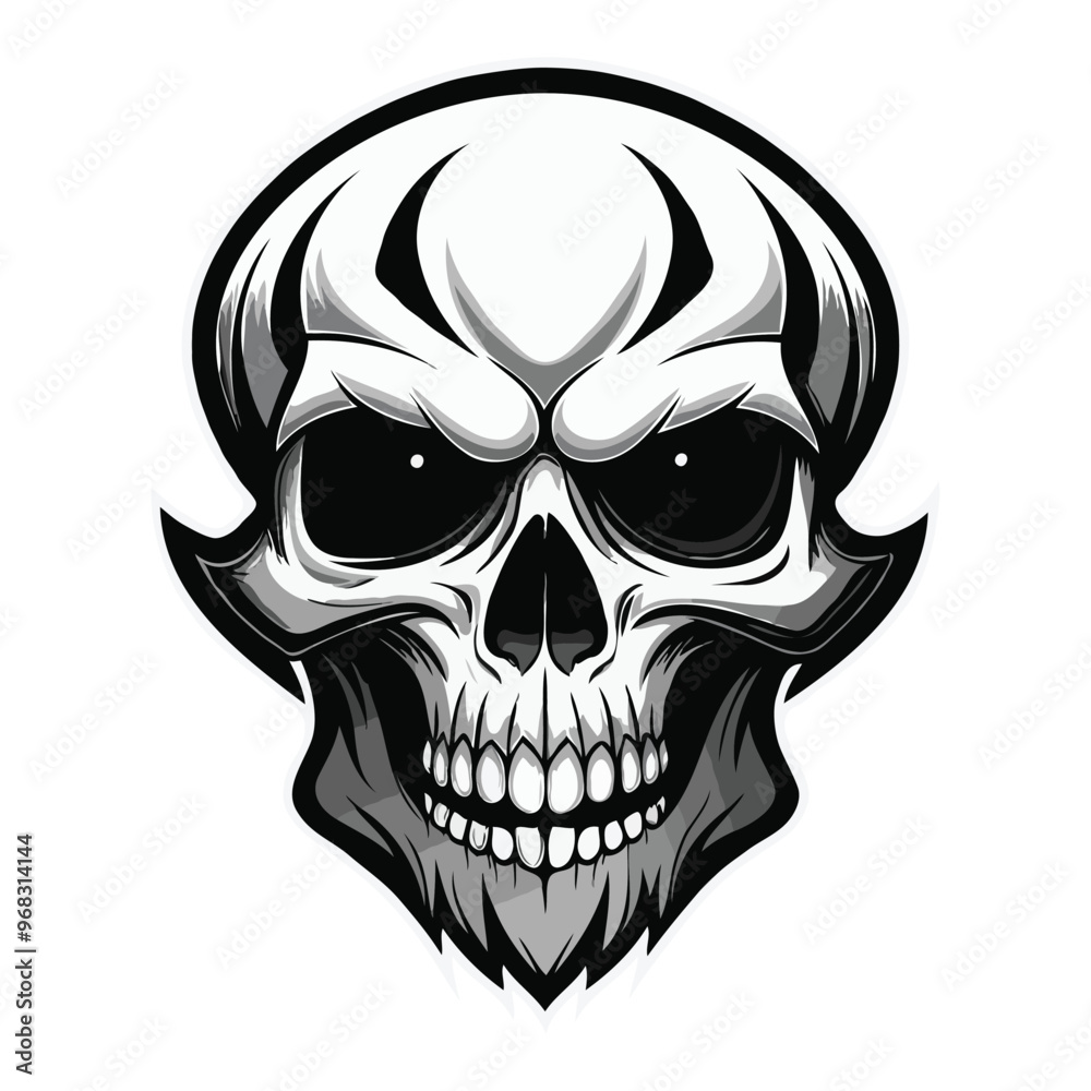 Vector clipart of black and white skull illustration Vector clipart of black and white skull illustration