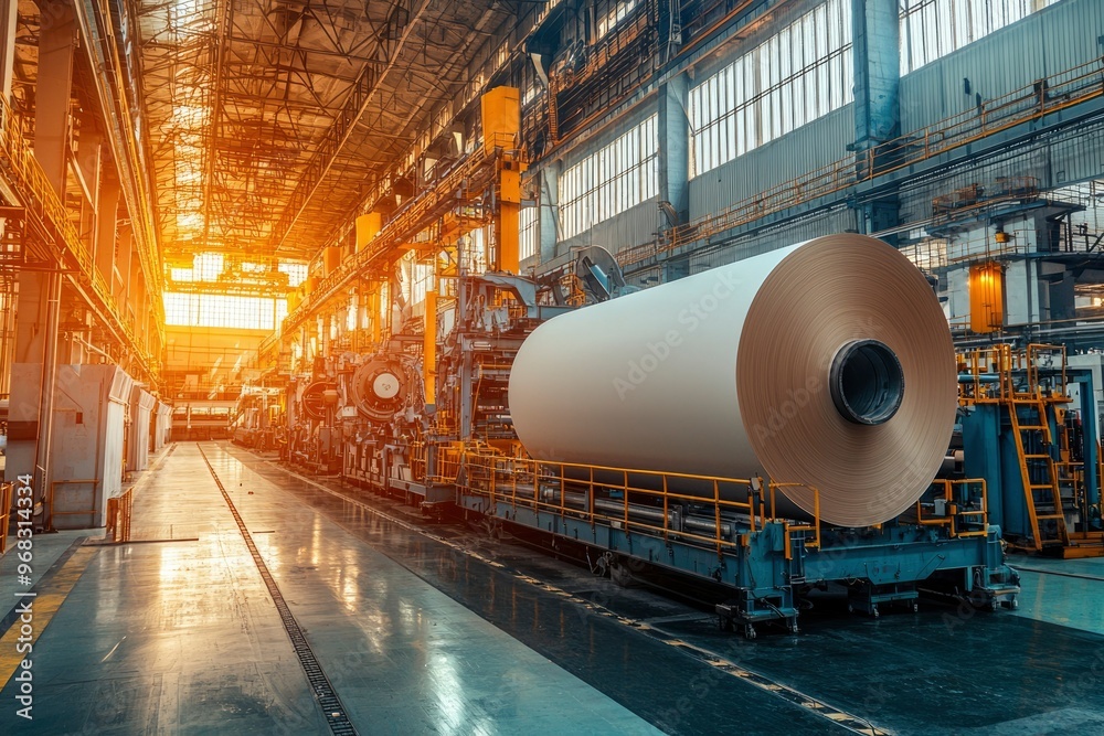 Large Roll of Paper in a Factory Setting Large Roll of Paper in a Factory Setting
