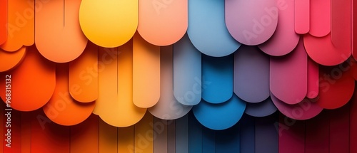 Abstract Colorful Pattern of Overlapping Circles and Rectangles photo