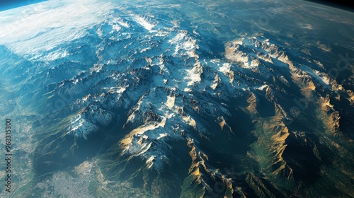 A satellite capturing high-definition images of Earth's mountain ranges from space.