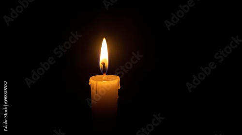 A single candle burning brightly in the dark, casting a warm, flickering glow in an otherwise pitch-black room.