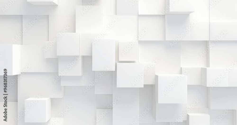 A textured wall composed of various white cubes in different sizes, creating a modern and minimalist aesthetic. A textured wall composed of various white cubes in different sizes, creating a modern and minimalist aesthetic.
