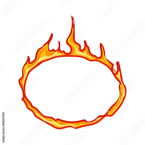 spark circle fire cartoon. wild bon, conflagration pyre, torch glow spark circle fire sign. isolated symbol vector illustration