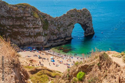 Obraz na plátně Durdle Dor on the Jurassic rocky coast of the English Channel,  England, UK
