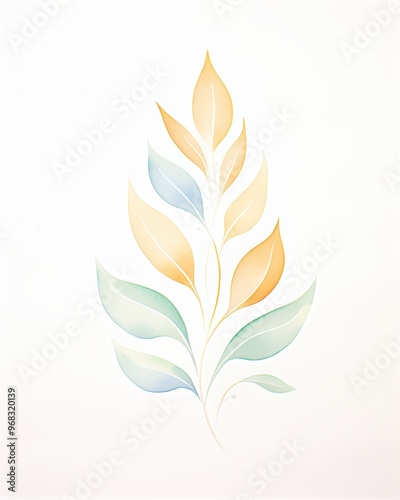 A vibrant and elegant illustration of leaves in soft pastel colors, perfect for nature-inspired artwork or designs.