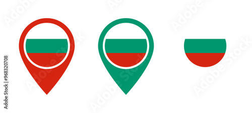 Bulgaria flag location icon set