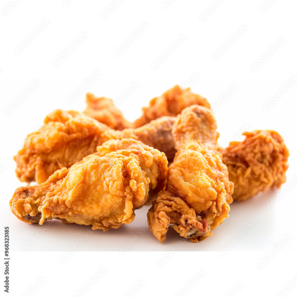 Close up Fresh fried chicken on white background. Close up Fresh fried chicken on white background.