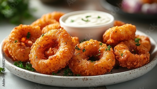 Crispy Fried Onion Rings with Creamy Dip