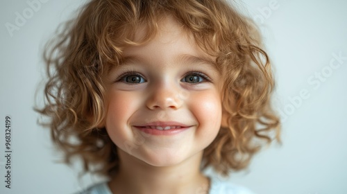 Medium shot of a delighted child, their wide smile and sparkling eyes radiating pure joy, isolated on a white background