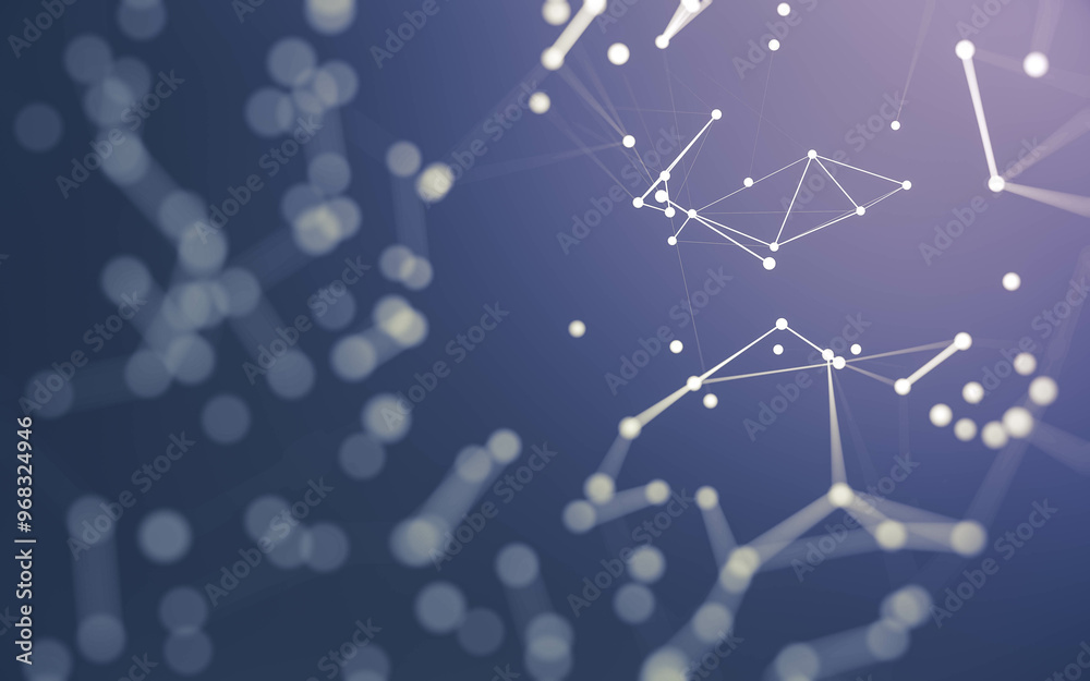 Fototapeta premium Abstract background. Molecules technology with polygonal shapes, connecting dots and lines. Connection structure. Big data visualization.