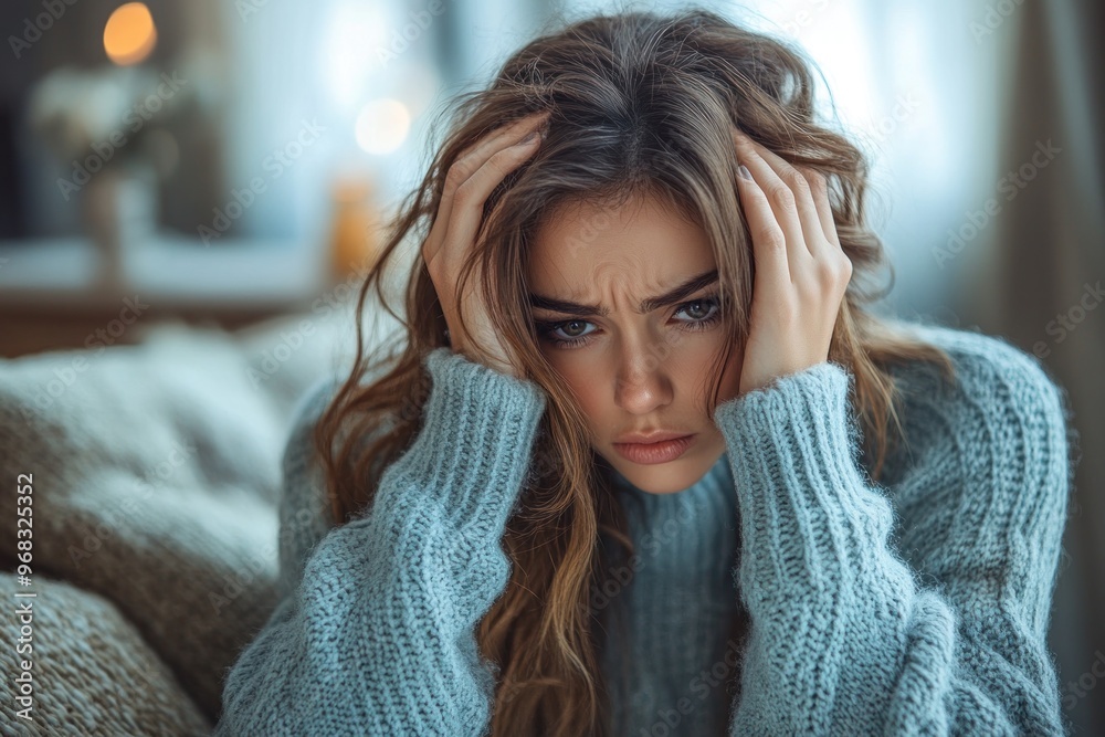 Sad Woman in Blue Sweater Sad Woman in Blue Sweater