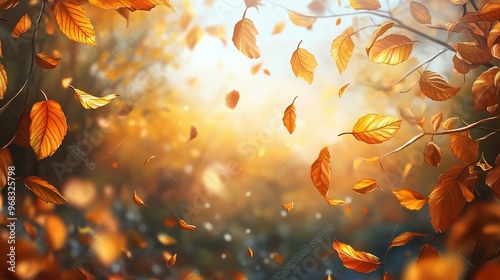 Autumn Leaves Falling Through the Air