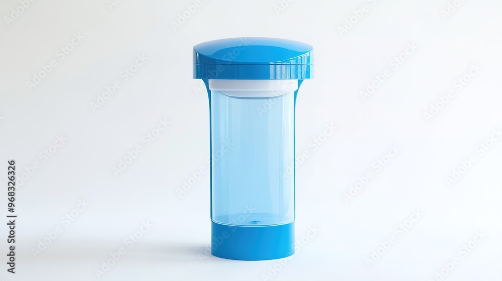 Blue Dispenser on a White Background, Showcasing a Clean and Simple Design Ideal for Practical Use and Modern Aesthetics Blue Dispenser on a White Background, Showcasing a Clean and Simple Design Ideal for Practical Use and Modern Aesthetics