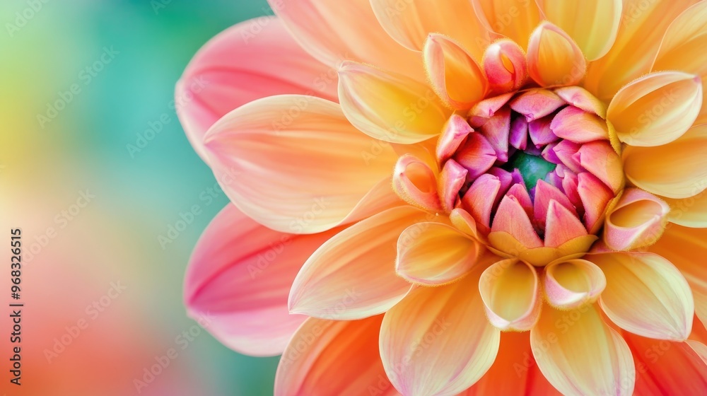Detailed close-up of a vibrant flower, showcasing its colorful petals and natural beauty, with a soft garden background Detailed close-up of a vibrant flower, showcasing its colorful petals and natural beauty, with a soft garden background