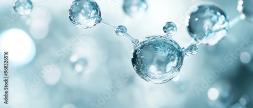 Abstract Water Droplet Molecule Structure with Blurred Background