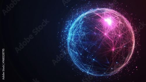 Abstract Digital Sphere with Interconnected Network