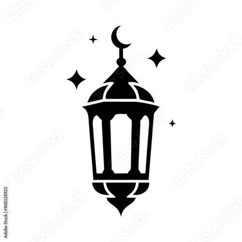 Arabian Lantern Silhouette Icon - Transparent Background Clipart 