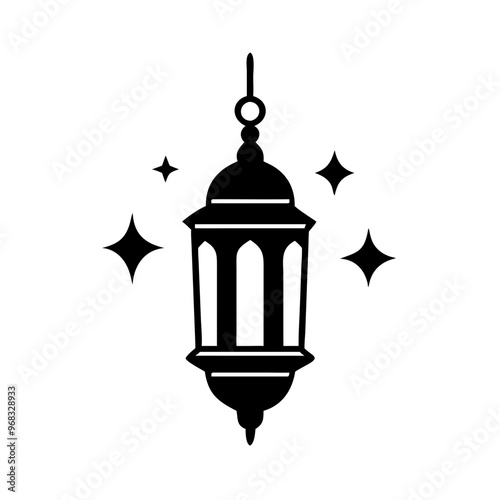 Arabian Lantern Silhouette Icon - Transparent Background Clipart 