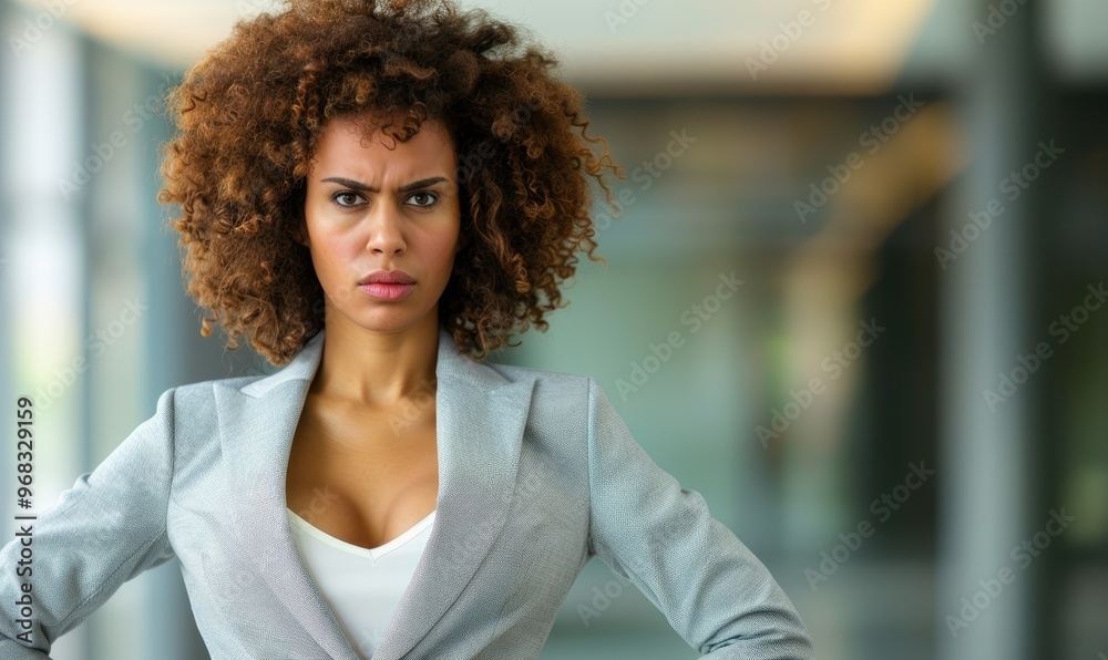 Fierce Businesswoman with Angry Expression in Blazer and Dress Pants Fierce Businesswoman with Angry Expression in Blazer and Dress Pants
