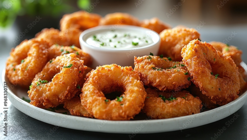 Crispy Fried Onion Rings with Creamy Dip Crispy Fried Onion Rings with Creamy Dip
