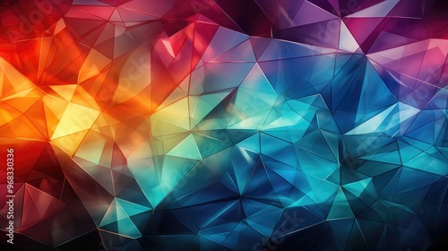 A vibrant abstract background featuring a blend of colorful, geometric shapes and gradients.