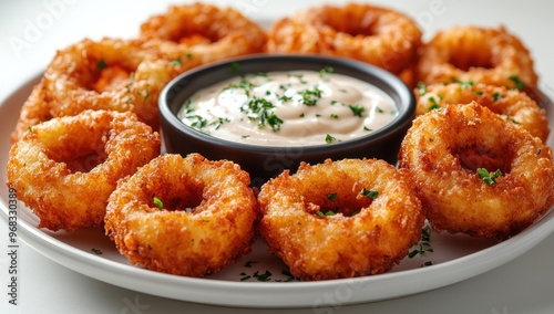 Crispy Fried Onion Rings with Creamy Dip