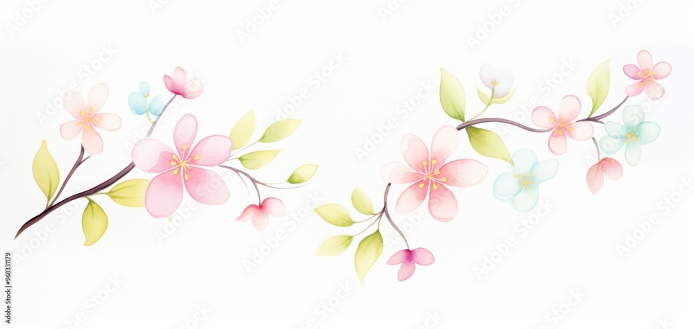 A delicate arrangement of soft pink flowers and green leaves, creating an elegant and fresh floral design for various uses. A delicate arrangement of soft pink flowers and green leaves, creating an elegant and fresh floral design for various uses.