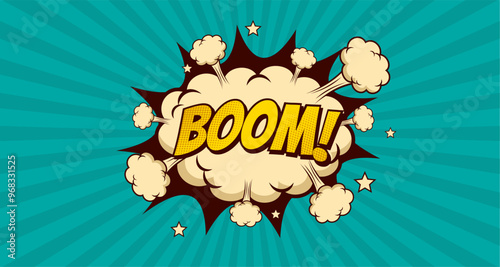 Comic Text BOOM speech bubble in Pop Art style