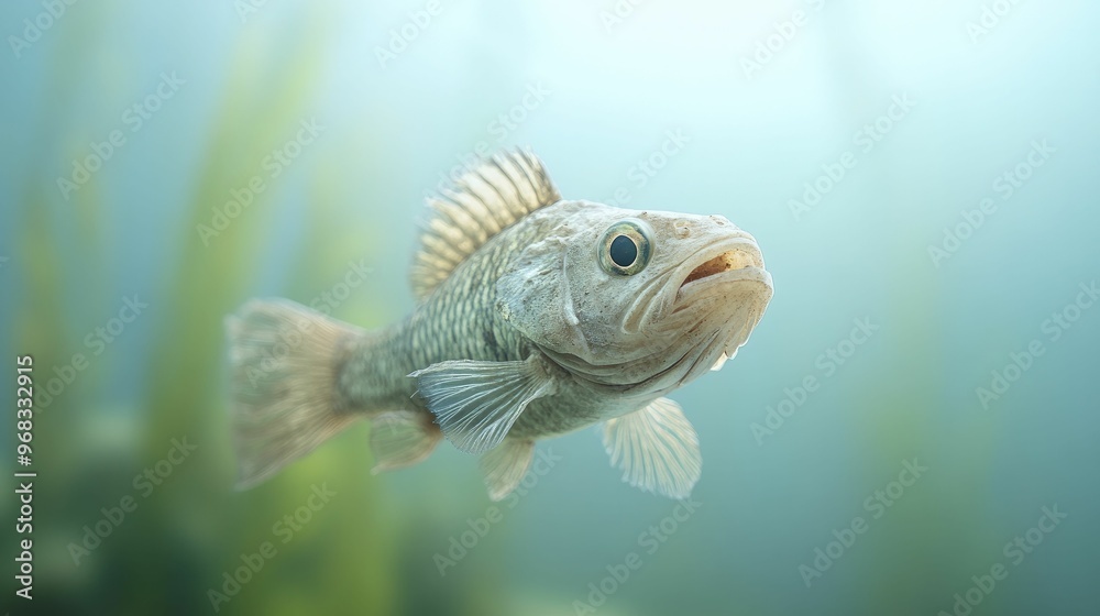 Fototapeta premium Osteolepis, the Lobed Fish, Gliding Through a Pristine Ancient Aquatic Habitat